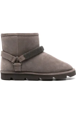 Brunello Cucinelli Suede Ankle Boots With Shearling Lining