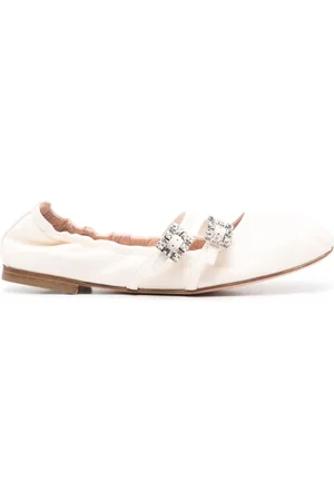 Roger Vivier Mini Strap Strass Leather Ballet Flats