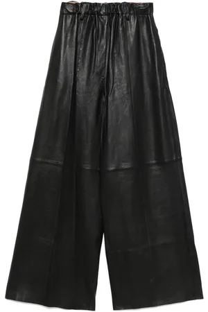 ALYSI Leather Wide-Leg Trousers