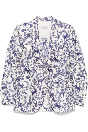 ALBERTO BIANI Printed Silk Double-Breasted Jacket