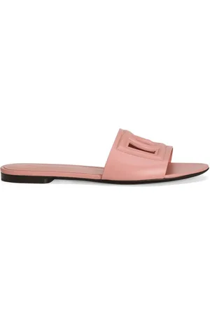Dolce & Gabbana Dg Logo Leather Flat Sandals