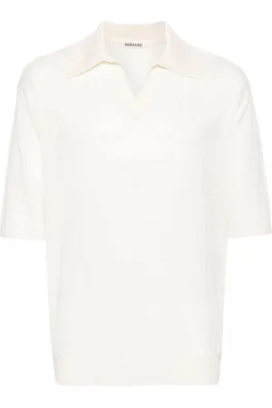 Auralee Wool And Silk Blend Polo Shirt