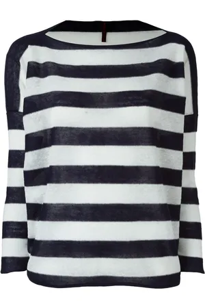 DANIELA GREGIS Striped Cotton Boat Neck Sweater