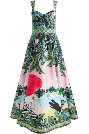 ALICE+OLIVIA Fia Printed Midi Dress