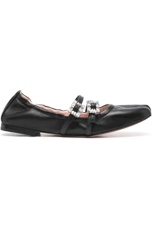 Roger Vivier Mini Strap Strass Leather Ballet Flats
