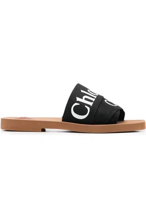Chloé Woody Linen Flat Sandals