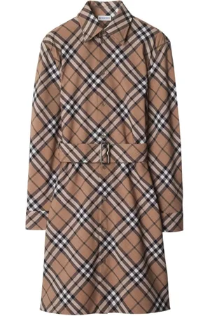 Burberry Check Wool Blend Chemisier Dress