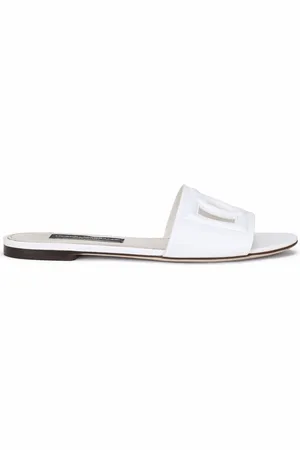 Dolce & Gabbana Dg Logo Leather Flat Sandals