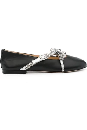 Mach & Mach Crystal Studs Leather Ballets