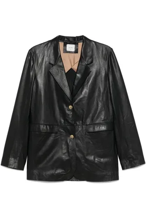 ALYSI Leather Single-Breasted Blazer Jacket