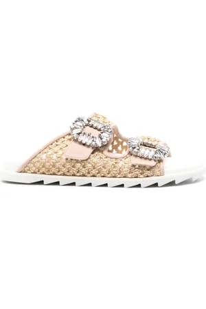 Roger Vivier Slidy Viv Raffia Sandals