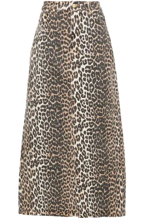 Ganni Leopard Print Long Skirt