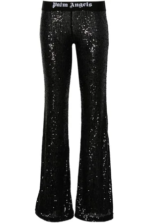 Palm Angels Logo Sequined Flared Trousers