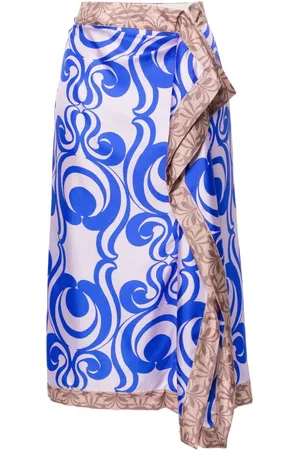 DRIES VAN NOTEN Printed Silk Midi Skirt