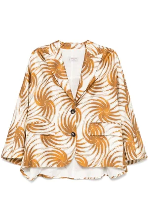 ALBERTO BIANI Printed Silk Caban Jacket