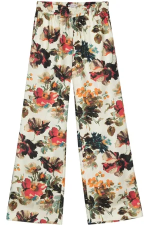 ALBERTO BIANI Printed Silk Wide-Leg Trousers