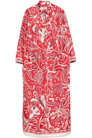 F.R.S For Restless Sleepers Printed Silk Long Shirtdress