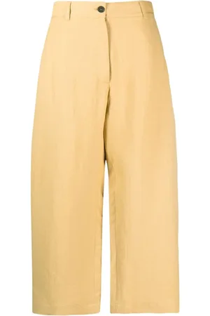 STUDIO NICHOLSON Wide Leg Cropped Cotton Trousers