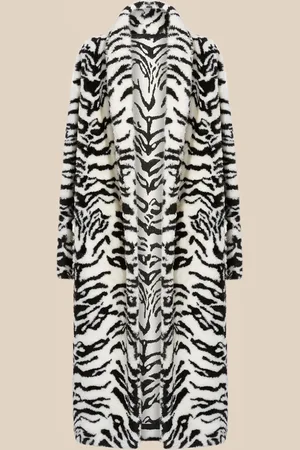 The Attico White and black long fur coat