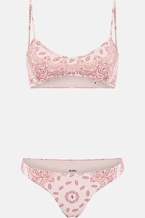 The Attico Powder green, orange and mauve bikini