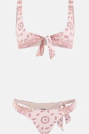 The Attico Powder green, orange and mauve bikini