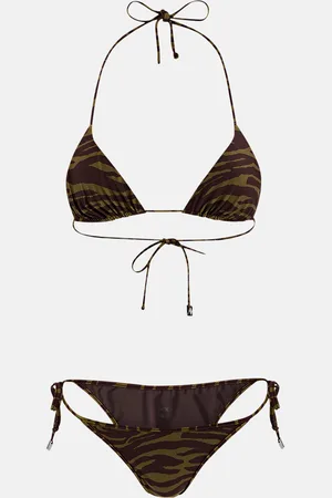The Attico Dark green and dark brown bikini
