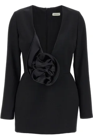 MAGDA BUTRYM Mini Wool Dress With 3D Floral Application