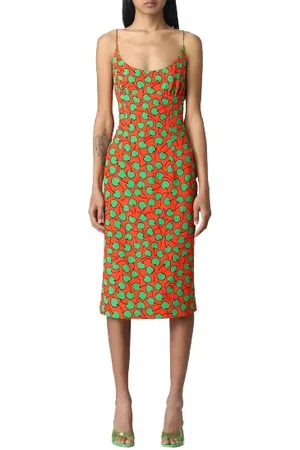Moschino Cherry Print Viscose Dress With Back Slit