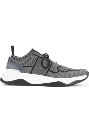 Berluti Gray Shadow Leather-Trimmed Sneakers With Sock-Like Fit