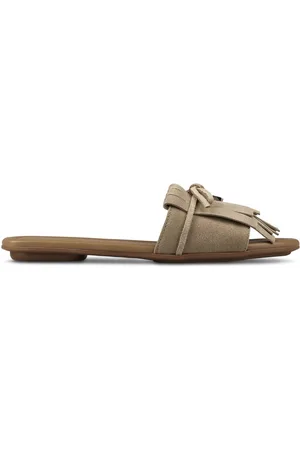 Hogan Flat Sole Sandals With Wide Tassel-Adorned Strap