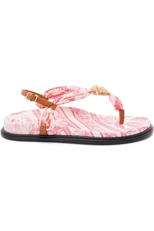 VERSACE Fabric And Calf Leather Sandals
