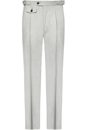 Franzese Cream Australis Super 150S Merino Wool Trousers