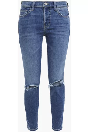 Current/Elliott The Stiletto cropped distressed mid-rise skinny jeans - Blue - 25
