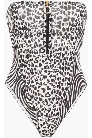 Stella McCartney Women Swimsuits - Woman Zip-detailed Printed Bandeau Swimsuit Animal Print Size L