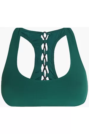 Stella McCartney Woman Lace-up Bikini Top Emerald Size M