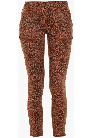 Joie Park moto-style cropped leopard-print cotton-blend twill skinny pants - - 24