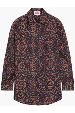 Solid Women Tops - The Oxford leopard-print linen shirt - - S