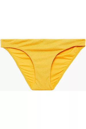 Seafolly Women Bikini Bottoms - Stardust metallic stretch-piqué low-rise bikini briefs - Yellow - UK 12