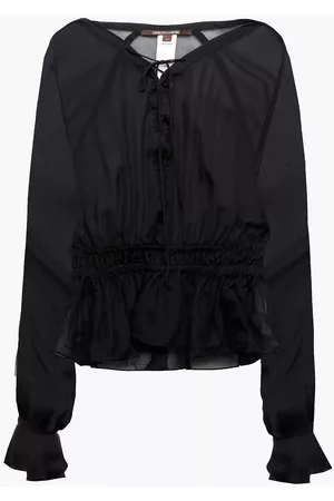 Roberto Cavalli Embellished gathered silk-chiffon blouse - - IT 38