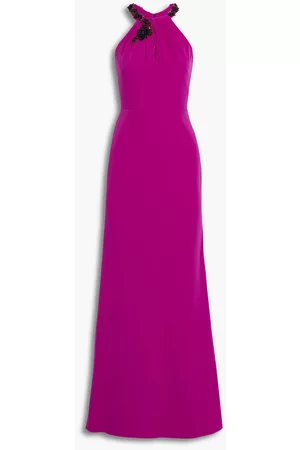 MARCHESA NOTTE Woman Embellished Crepe Gown Fuchsia Size 0