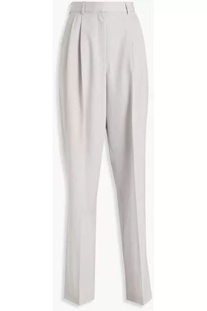 Stella McCartney Women Formal Pants - Pleated wool-twill straight-leg pants - Gray - IT 42