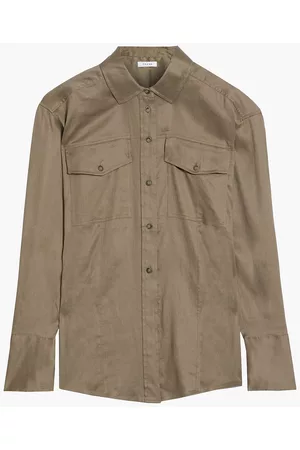 Frame Woman Twill Shirt Taupe Size L
