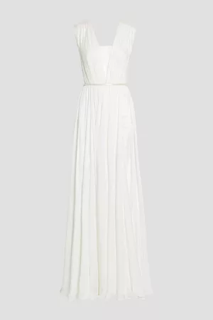 THEIA Woman Open-back Bead-embellished Silk Crepe De Chine Bridal Gown Size 4
