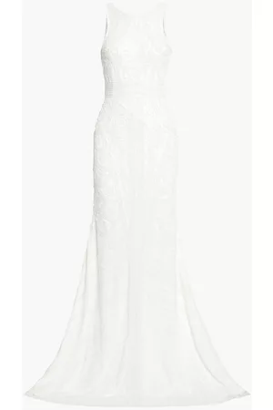 THEIA Woman Open-back Bead-embellished Tulle Bridal Gown Ivory Size 10