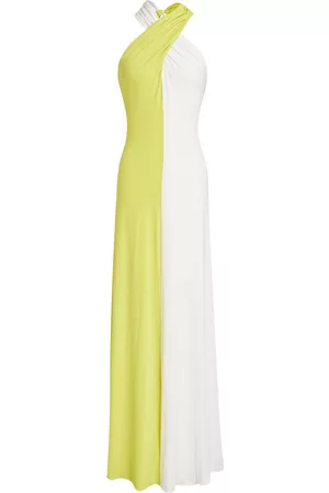 Halston Heritage Woman Dian Two-tone Pleated Crepe Gown Size 6