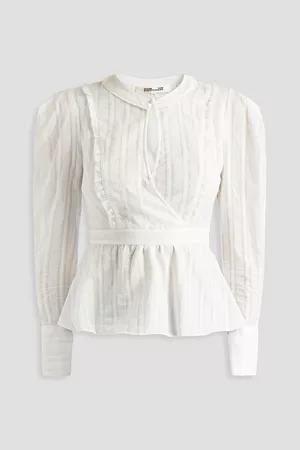 Diane von Furstenberg Woman Erin Ruffle-trimmed Cotton-jacquard Peplum Blouse Size 6