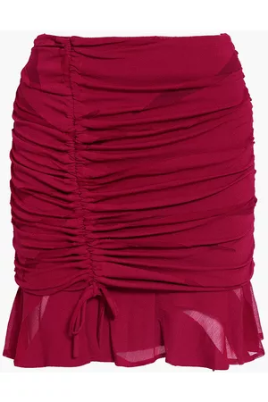 IRO Woman Melina Ruched Crepe Mini Skirt Brick Size 38
