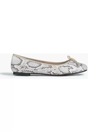French Sole Woman Amelie Snake-print Leather Ballet Flats Animal Print Size 40