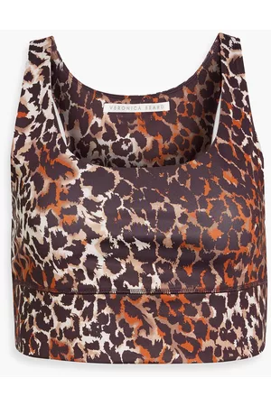 VERONICA BEARD Woman Leopard-print Stretch Sports Bra Animal Print Size L