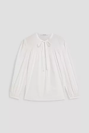 Derek Lam Woman Shirred Cotton-blend Poplin Blouse Size 6